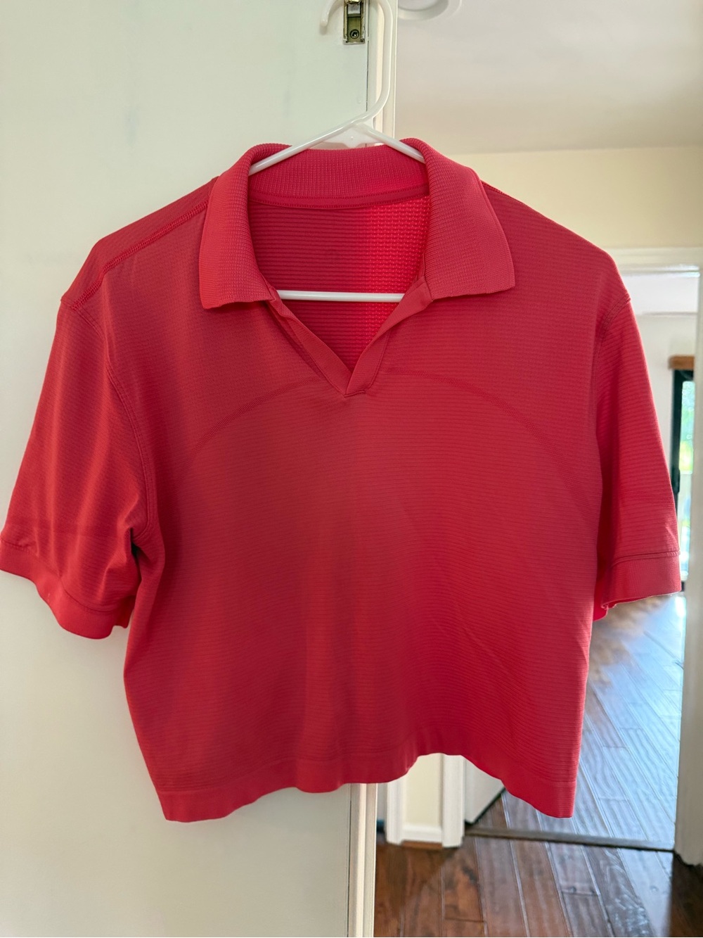 Womens pink Polo Crop Top - lululemon pink glaze